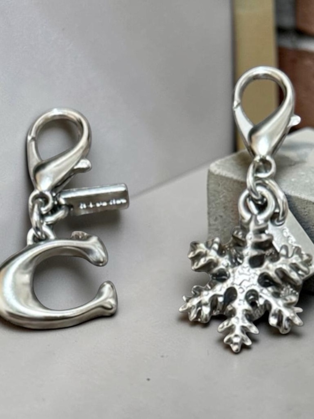 Coach Silver 'C' and Snowflake Charm Set